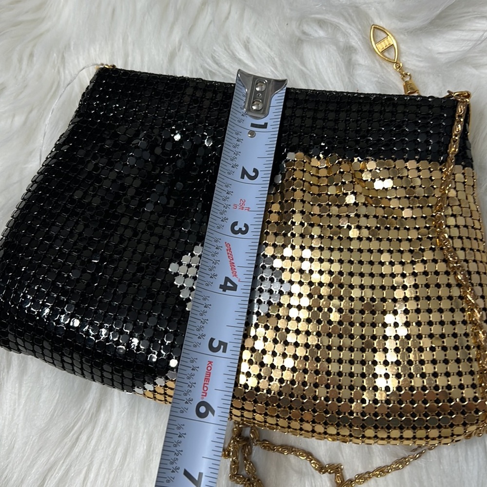 Black gold & silver vintage purse chain mesh - Picture 7 of 8